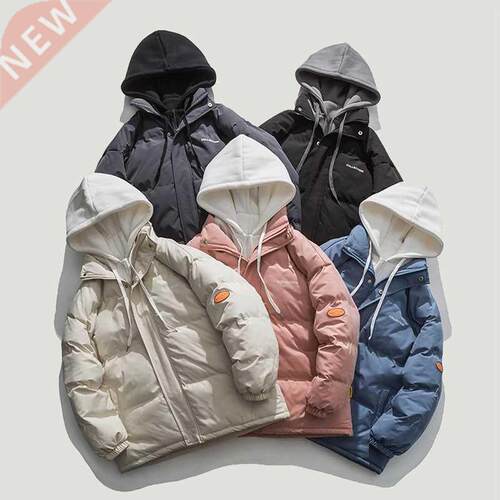 Winter Thick Warm Hooded Parkas Mens Casual Solid Color Spli