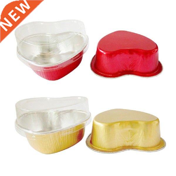 50pcs Heart Shaped Cake Pan Aluminum Foil Cupcake Cup with