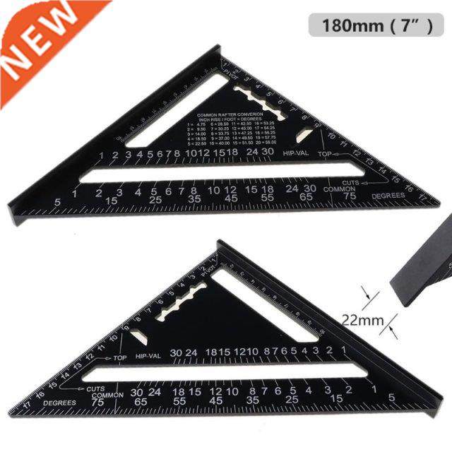 7/12 inch Metric Aluminum Alloy Triangle Angle Ruler Protrac
