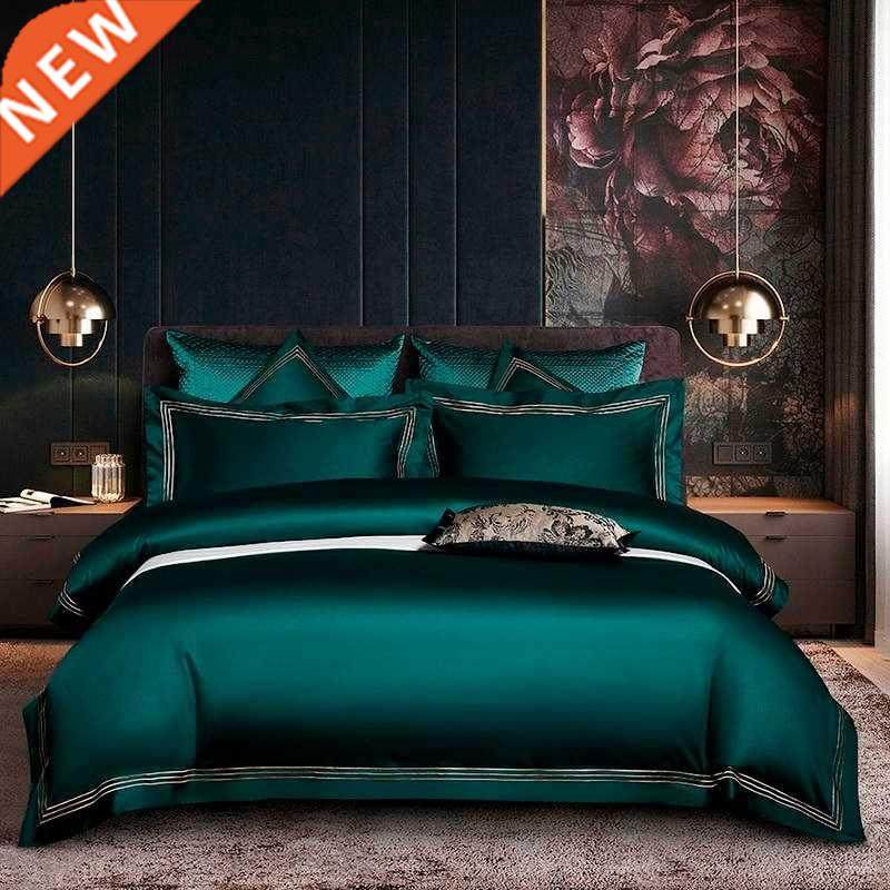 embroidered deep green blue duvet ver premium soft egyptin