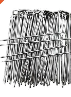10pcs U Shape Gauge Galvanized Steel Gden Stakes Staple Se