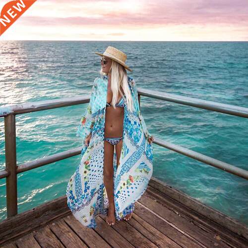 Hot fashion Summer Women Long Beach Dress Swimwear Chiffon C