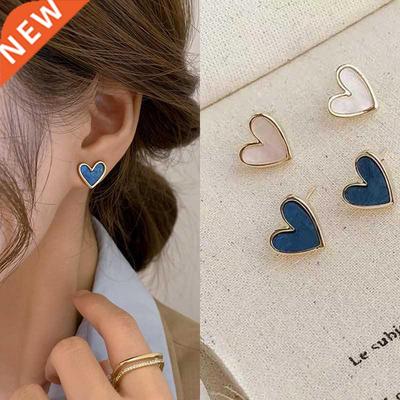 Cute Korean Earrings Heart Bling Zircon Stone Rose Gold Stud