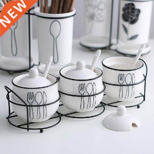 3 Pcs/SET Europe Type Ceramic Seasoning Box Seasoning