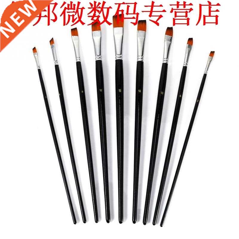 9Pcs Nylon Oblique Flat Tipped Paint Brushes Set Inclined Pl