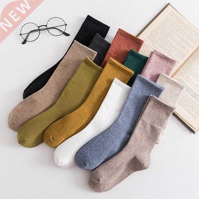 Solid color socks Ⅰ Middle tube Knitted Japanese Korea Loos