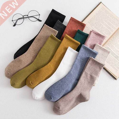 Solid color socks Ⅰ Middle tube Knitted Japanese Korea Loos