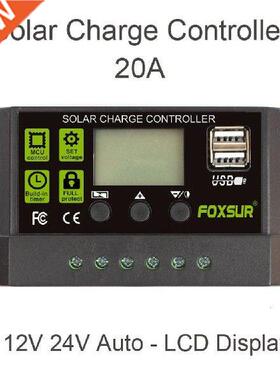 FOXSUR 20A Auto Solar Charge Controller PWM Controllers LCD