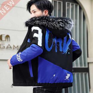 2020 Fashion Winter Jacket Men Big Cool Fur Collar Casual Pa