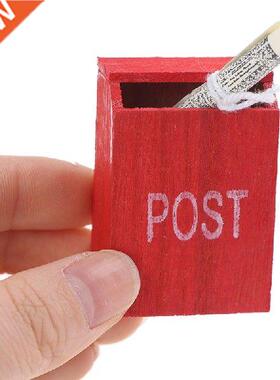 1:12 Dollhouse Miniature Red Retro Mailbox with Newspaper