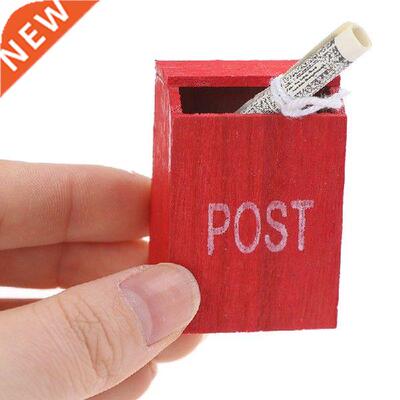 1:12 Dollhouse Miniature Red Retro Mailbox with Newspaper