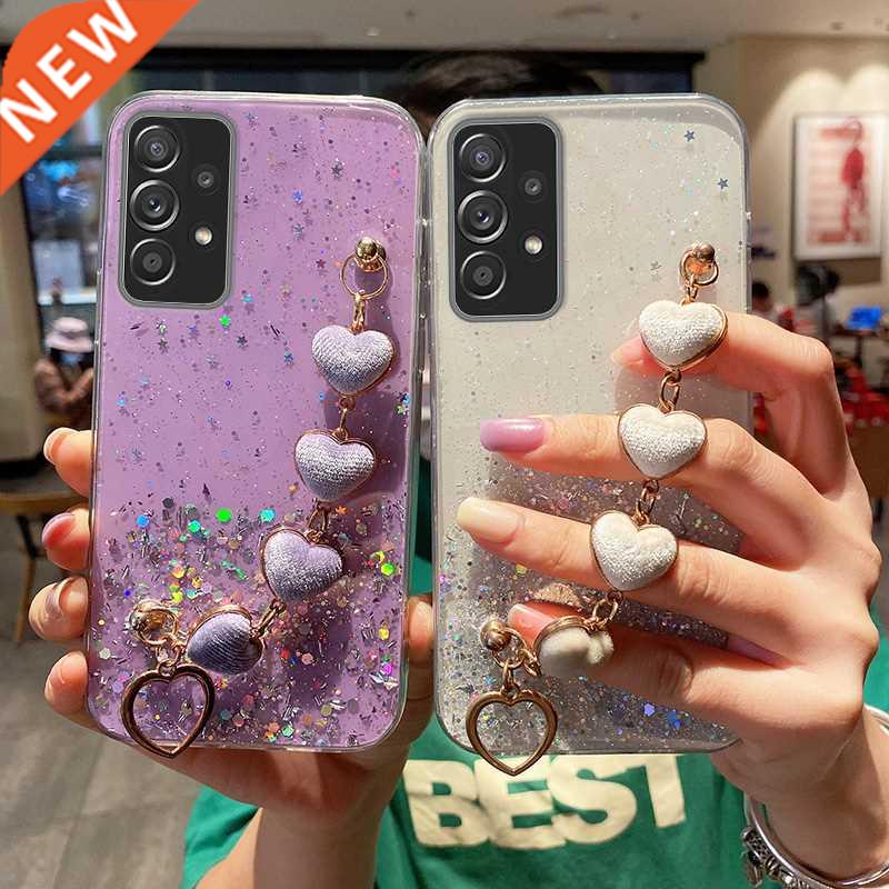 Luxury Love Heart Plush Bracelet Phone Case For Samsung Gala