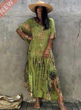 2022 Bohemian Striped Print Women Beach Dress Bathing Suit C