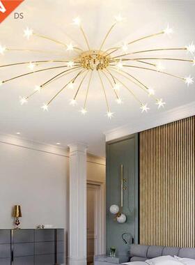Modern Art LED Dandelion Chandeliers Star Metal Gold Plating