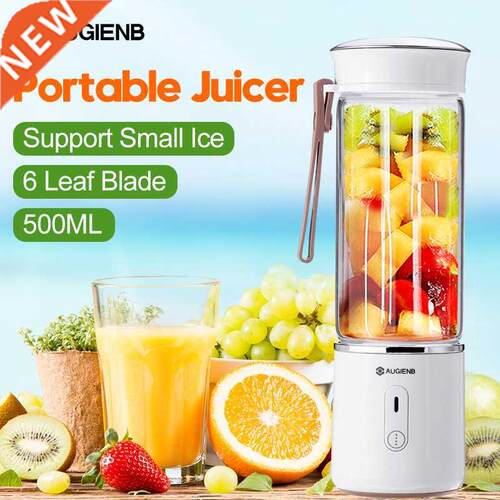 AUGIENB 500ml Electric Fruit Juicer Glass Handheld Mini