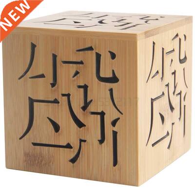 Chinese Vintage Bamboo Wood Carved Hollow Square Box Censer