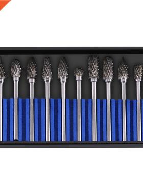 10pcs Tungsten Carbide Rotary Burrs Set 3mm Shank Rotary Fil