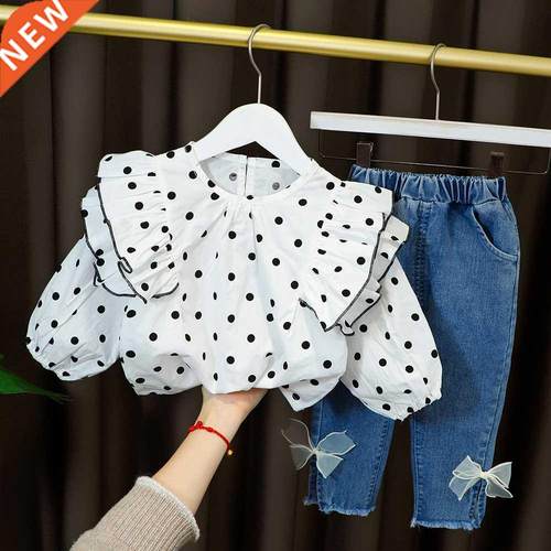Hot Clothes For Kid Baby Girl Outfit Set Dot Pleated Lace Co
