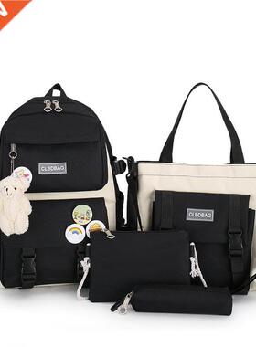 5 pcs sets canvas Schoolbags For Teenage Girls Women Backpac
