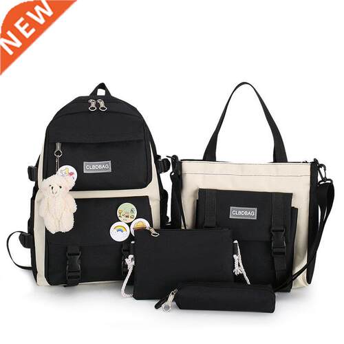 5 pcs sets canvas Schoolbags For Teenage Girls Women Backpac