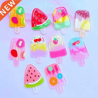 10Pcs Acrylic Lovely Mixed Fruit Flavored Popsicle Flatback