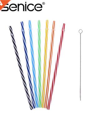 25pcs Pure Color Reusable Plastic Thick Drinking Straws Two