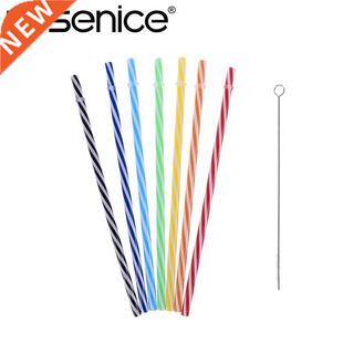 25pcs Pure Color Reusable Plastic Thick Drinking Straws Two