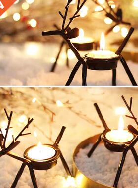Christmas Iron Elk Candle Holders Table Decor Merry