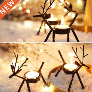 Christmas Iron Elk Candle Holders Table Decor Merry