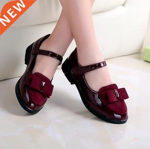 Children princess leather shoes PU 3 colors casual baby blac