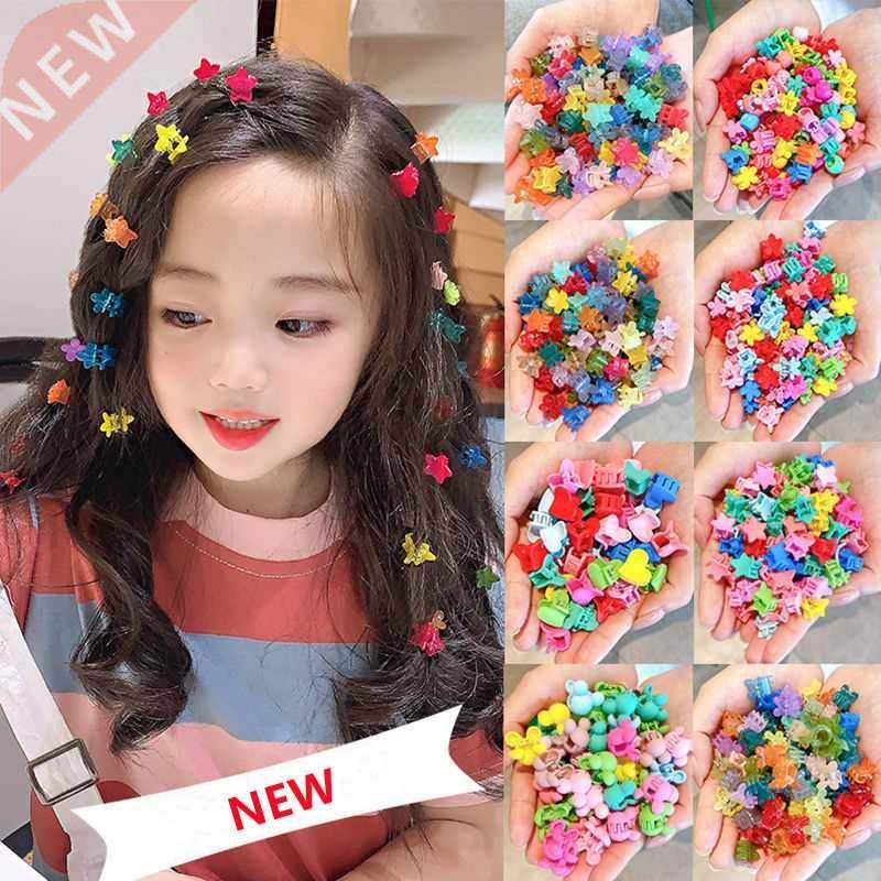 30/50pcs set girls cartoon colorful flower mini hair claws