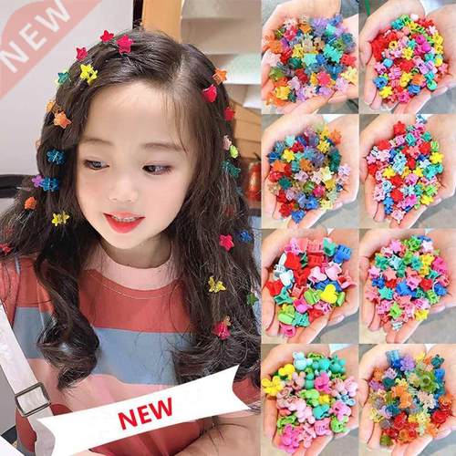30/50PCS Set Girls Cartoon Colorful Flower Mini Hair Claws