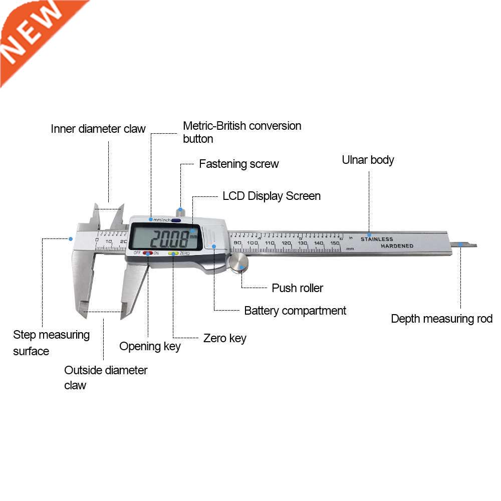 150mm Vernier Digital Calipers Measuring Instrument Stainle