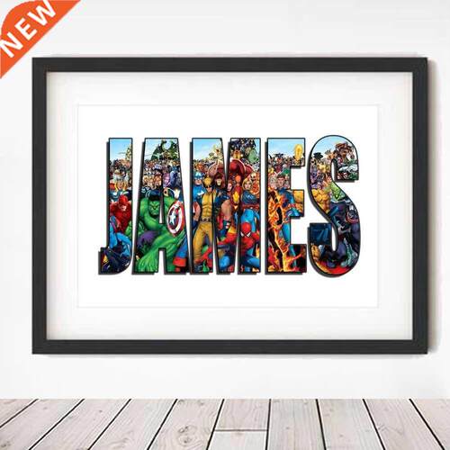 Personalised AVENGERS NAE Word Art Print ARVEL Character P