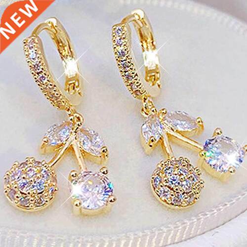 Korea Exquisite Cute Cherry Design 14K Real Gd Plating Ear