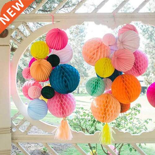 New 8''20cm Chinese Round Hanging Paper Honeycomb Flowers Ba