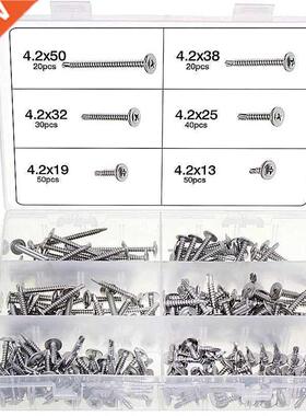 210PC Wood Self Drill Tapping Screw Kit Phillips Flat Round