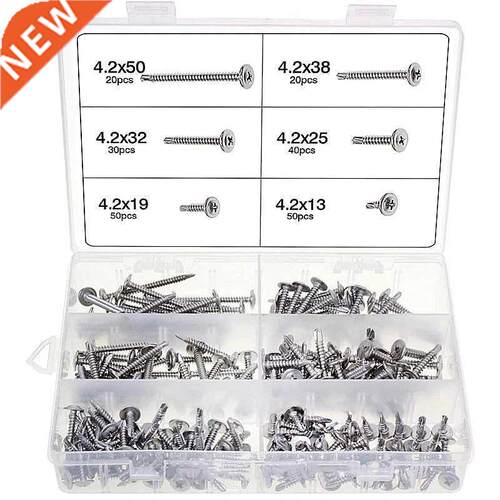210PC Wood Self Drill Tapping Screw Kit Phillips Flat Round
