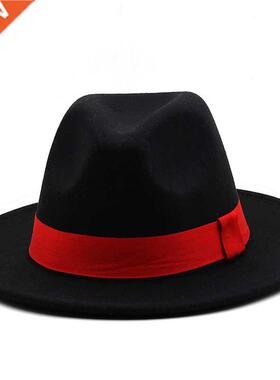 New 7CM Wide Brim Women Felt Fedora Hats With Bee Ribbon Aut