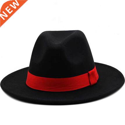New 7CM Wide Brim Women Felt Fedora Hats With Bee Ribbon Aut