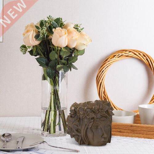 Silicone Flower Pot Mold Goddess Head Concrete Silicone