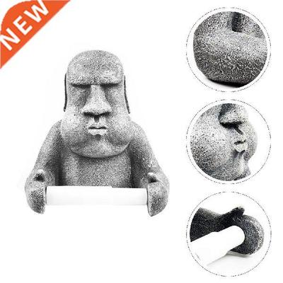 1pc Toilet Roll Paper Rack Wall Mounted Moai Stone Statue