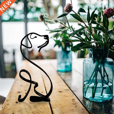 Home Artware Cartoon Dog Hollow Out Figurine Metal Ornament