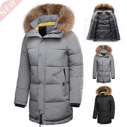 6Xl Men Winter New Casual Long Thick Fur Collar Hooded Parka