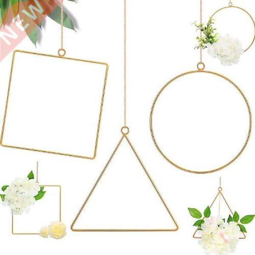 Geometric Metal Wire Wreath Hoop Frame Artificial Flower
