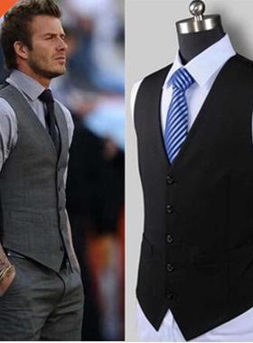 Men's Slim Fit Mens Suit Vest Casual Suit Vest Man Black Gra