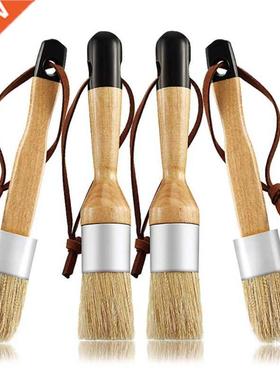 4 Pcs/Set Flat and Round Chalk Wax Paint Brushes Bristle Ste