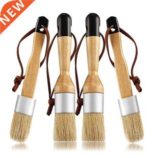 4 Pcs/Set Flat and Round Chalk Wax Paint Brushes Bristle Ste