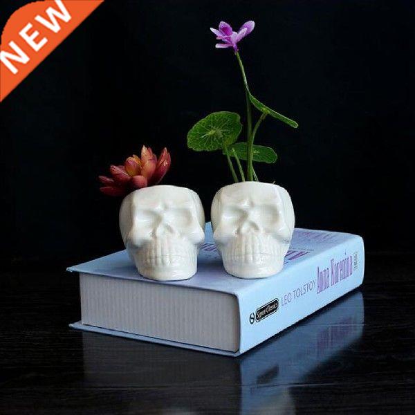Artificial Ceramic Skull Head Flower Pot Plant Bowl