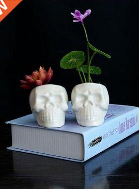Artificial Ceramic Skull Head Flower Pot Plant Bowl